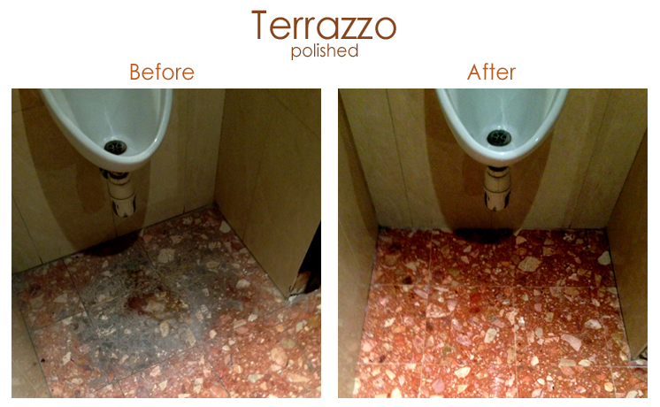 Terrazzo toilet polished