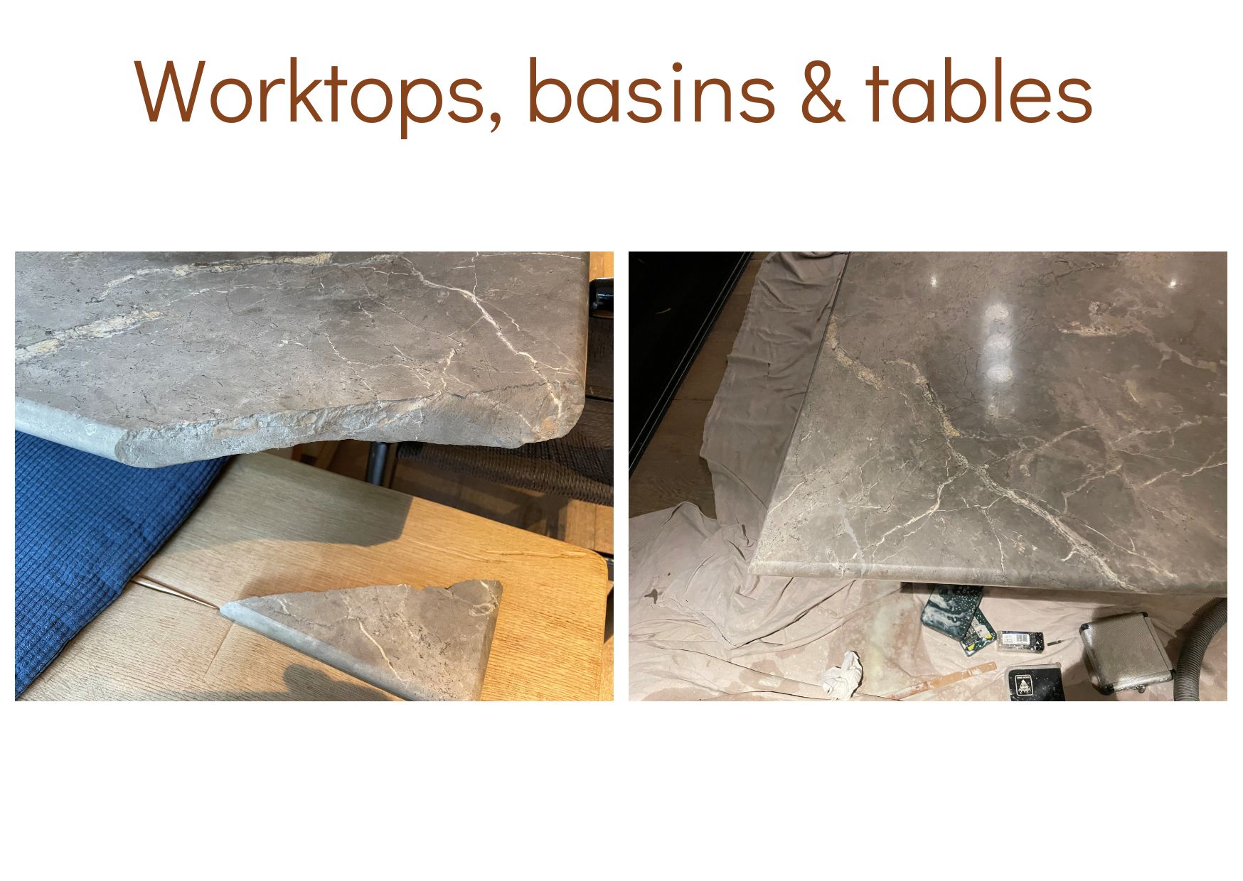 Worktops, basins & tables